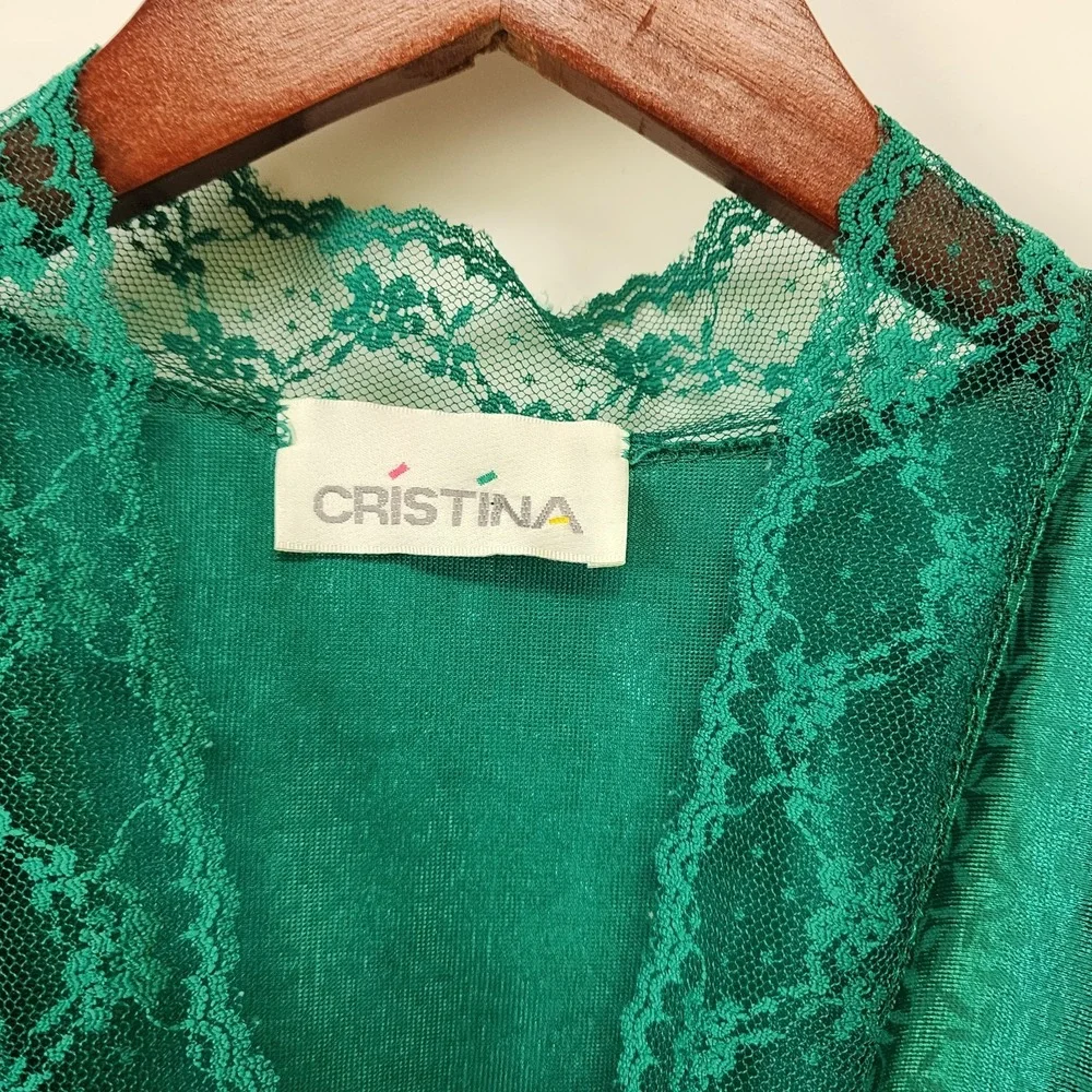 Vintage Cristina Robe Emerald Green 100% Polyester RN‎ 17551 Medium